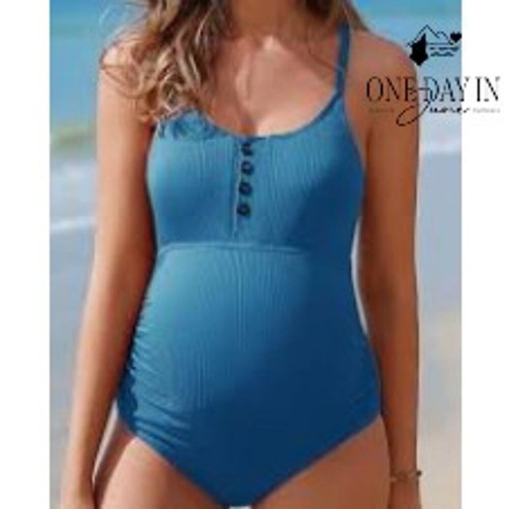 Summermae Maternity Ribbed One Piece Swimsuit Size L